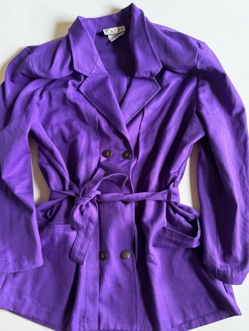 Vintage Purple Belted Blazer Womens Size 16 Statement Jacket Chic